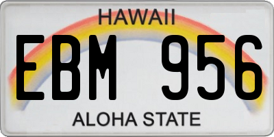 HI license plate EBM956