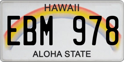 HI license plate EBM978