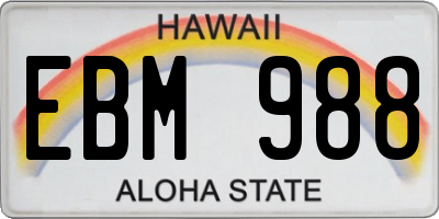 HI license plate EBM988