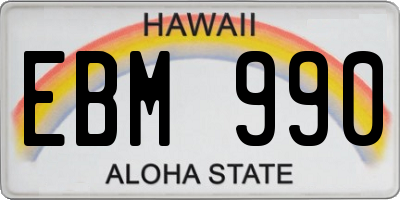 HI license plate EBM990