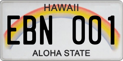 HI license plate EBN001