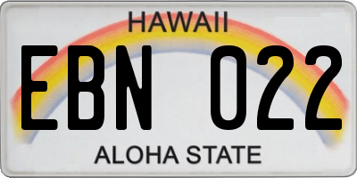 HI license plate EBN022