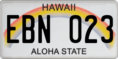 HI license plate EBN023