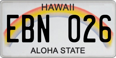 HI license plate EBN026