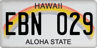 HI license plate EBN029