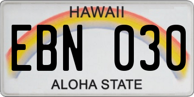 HI license plate EBN030