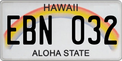 HI license plate EBN032