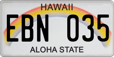 HI license plate EBN035