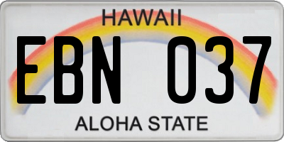HI license plate EBN037