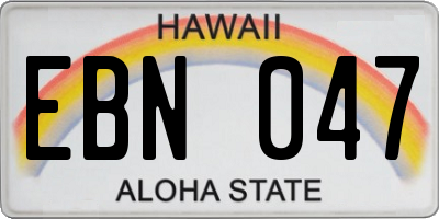 HI license plate EBN047