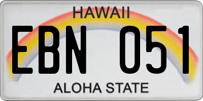 HI license plate EBN051