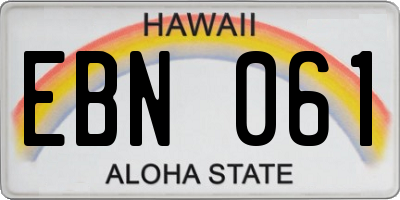 HI license plate EBN061