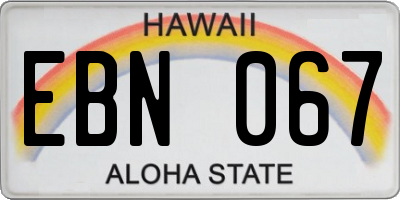 HI license plate EBN067