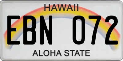 HI license plate EBN072