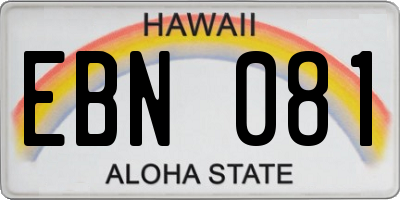HI license plate EBN081
