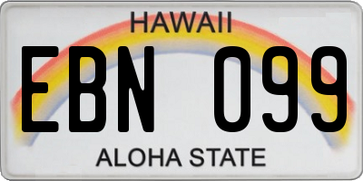 HI license plate EBN099