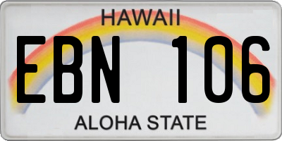 HI license plate EBN106