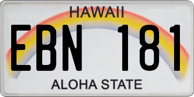 HI license plate EBN181
