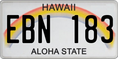 HI license plate EBN183