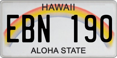 HI license plate EBN190