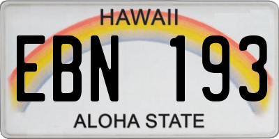 HI license plate EBN193