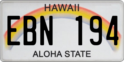 HI license plate EBN194