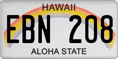 HI license plate EBN208