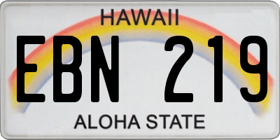 HI license plate EBN219