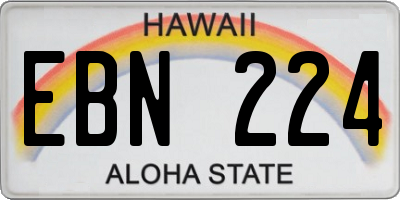 HI license plate EBN224