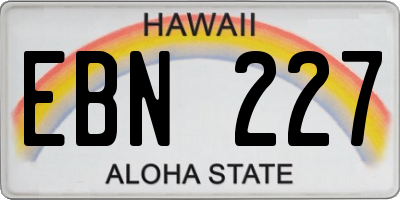HI license plate EBN227