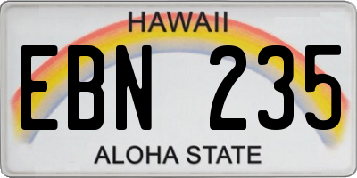 HI license plate EBN235