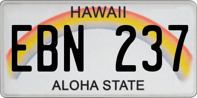 HI license plate EBN237