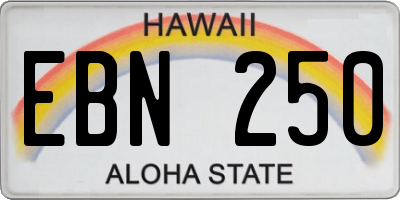 HI license plate EBN250