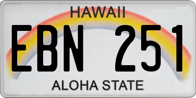 HI license plate EBN251