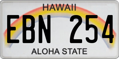 HI license plate EBN254