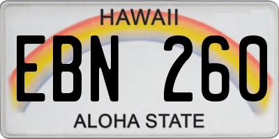 HI license plate EBN260