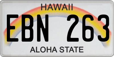 HI license plate EBN263