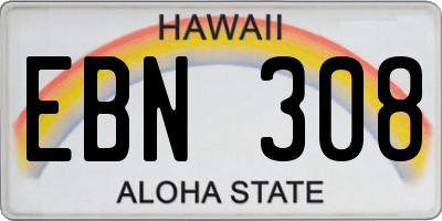 HI license plate EBN308