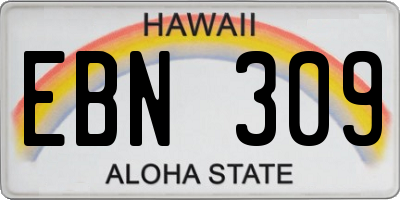 HI license plate EBN309
