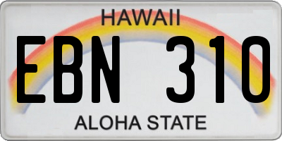 HI license plate EBN310