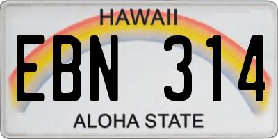 HI license plate EBN314