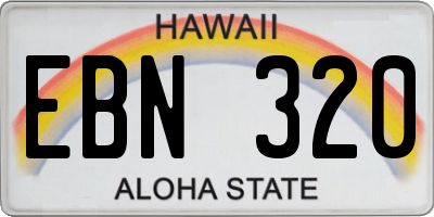 HI license plate EBN320