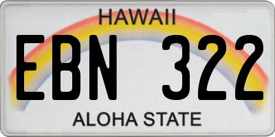HI license plate EBN322