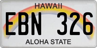 HI license plate EBN326
