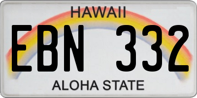 HI license plate EBN332