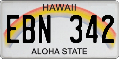 HI license plate EBN342