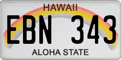 HI license plate EBN343