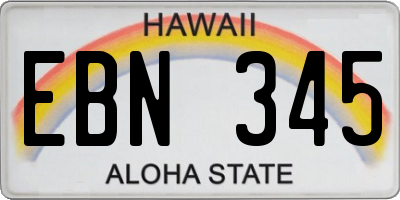 HI license plate EBN345