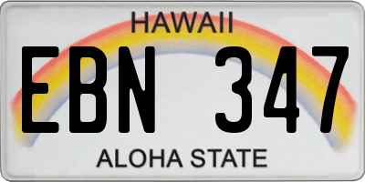 HI license plate EBN347
