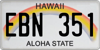HI license plate EBN351